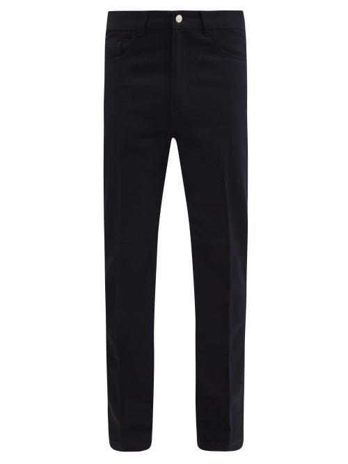 Matchesfashion.com Ami - Wool-blend Twill Straight-leg Trousers - Mens - Navy