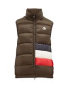 Matchesfashion.com Moncler - Sovex Tricolour Stripe Down Gilet - Mens - Khaki
