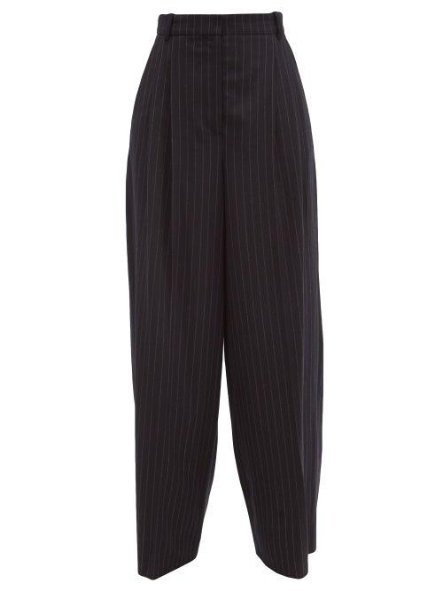 Matchesfashion.com Joseph - Tima Pinstriped Wool-blend Wide-leg Trousers - Womens - Navy