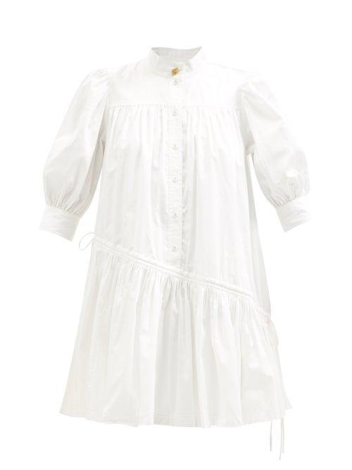 Aje - Frequency Drawstring Cotton Smock Dress - Womens - Ivory