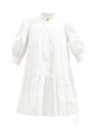 Aje - Frequency Drawstring Cotton Smock Dress - Womens - Ivory