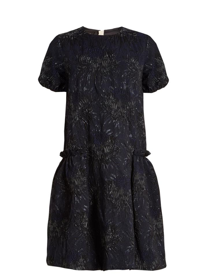 Rochas Gathered-detail Floral-cloqu Dress