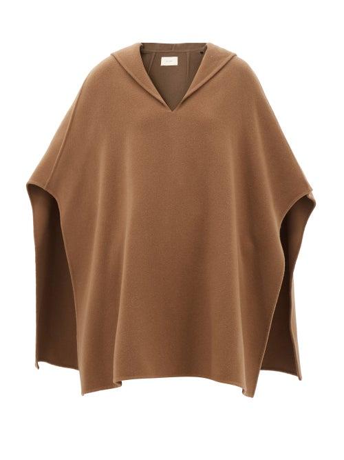 The Row - Nusa Hooded Virgin Wool-blend Cape - Womens - Brown