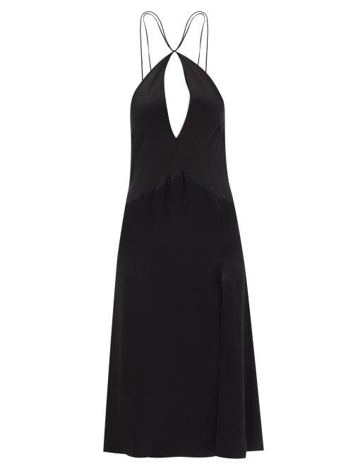 Maximilian - Keyhole Silk-chiffon Slip Dress - Womens - Black