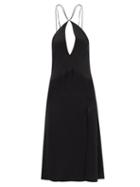 Maximilian - Keyhole Silk-chiffon Slip Dress - Womens - Black