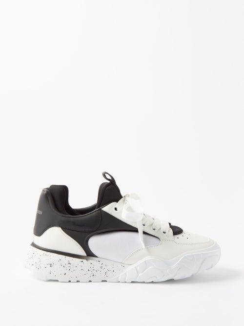 Alexander Mcqueen - Oversized Runner Cutout Leather Trainers - Mens - White Black