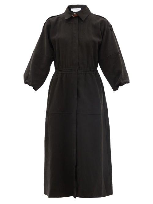 Ladies Rtw Gabriela Hearst - Ares Linen Midi Dress - Womens - Black