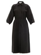 Ladies Rtw Gabriela Hearst - Ares Linen Midi Dress - Womens - Black