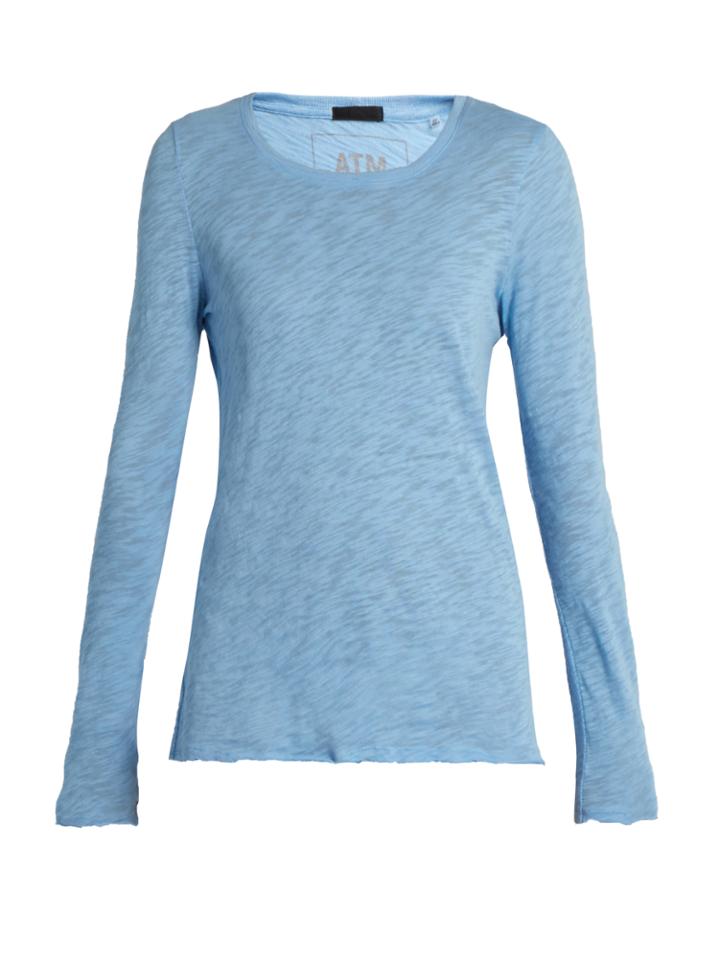 Atm Distressed Long-sleeved Cotton T-shirt