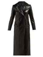 Matchesfashion.com Blaz Milano - Black Caviar Crocodile Effect Double Breasted Coat - Womens - Black