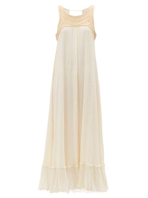 Matchesfashion.com Mes Demoiselles - Fabiola Embroidered Crinkle-crepe Maxi Dress - Womens - Ivory
