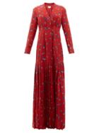 Matchesfashion.com Rebecca De Ravenel - Paisley Print Silk Crepe De Chine Maxi Dress - Womens - Red Multi