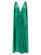Matchesfashion.com Kalita - Clemence Gathered Silk-habotai Maxi Dress - Womens - Green