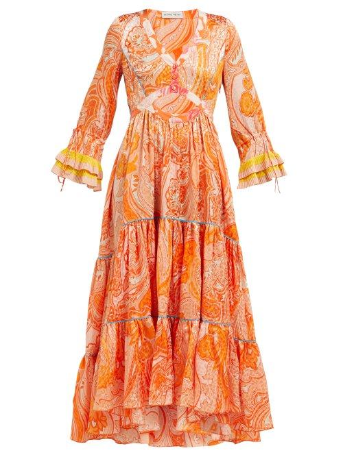 Matchesfashion.com Etro - Abiti Paisley Print Silk Crepe Dress - Womens - Orange