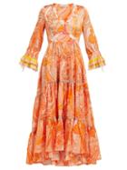 Matchesfashion.com Etro - Abiti Paisley Print Silk Crepe Dress - Womens - Orange
