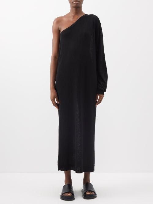 The Frankie Shop - Lina One-shoulder Knitted Dress - Womens - Black