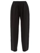 Eskandar - Elasticated Waist Linen-voile Trousers - Womens - Black