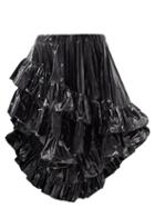 Vaquera - Flounced Vinyl Midi Skirt - Womens - Black