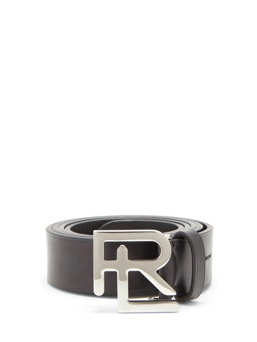 Matchesfashion.com Ralph Lauren Purple Label - Rl-logo Leather Belt - Mens - Black