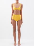 Lisa Marie Fernandez - Magdalena Buttoned High-waist Bikini - Womens - Yellow