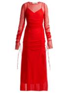 Matchesfashion.com Diane Von Furstenberg - Ruched Lace Gown - Womens - Red