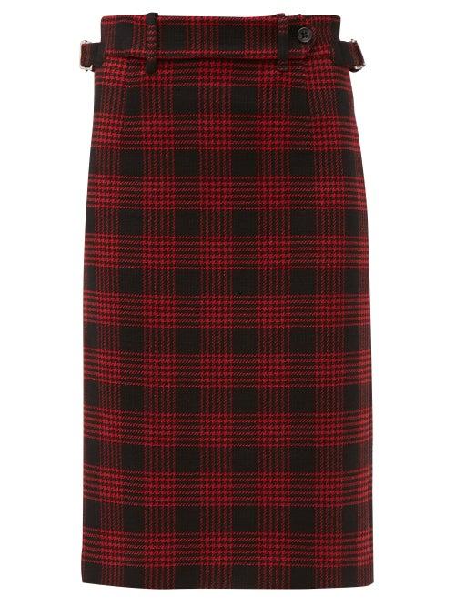 Matchesfashion.com Redvalentino - Prince Of Wales Checked Pencil Skirt - Womens - Black Red