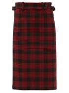 Matchesfashion.com Redvalentino - Prince Of Wales Checked Pencil Skirt - Womens - Black Red