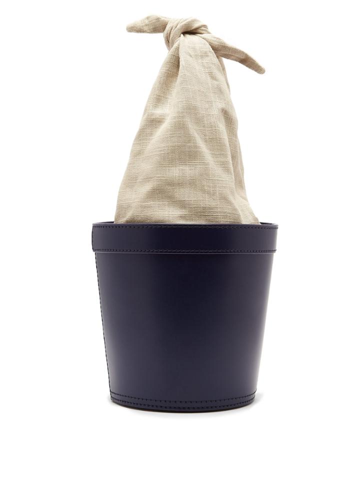 Staud Britt Leather And Canvas Bucket Bag