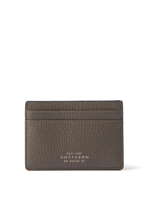 Smythson - Ludlow Grained-leather Cardholder - Mens - Grey