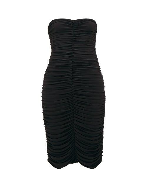 Matchesfashion.com Norma Kamali - Ruched Bandeau Jersey Dress - Womens - Black