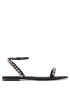 Matchesfashion.com Saint Laurent - Kiki Crystal Strap Satin Sandals - Womens - Black