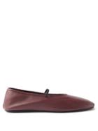 The Row - Square-toe Leather Ballet Flats - Womens - Red