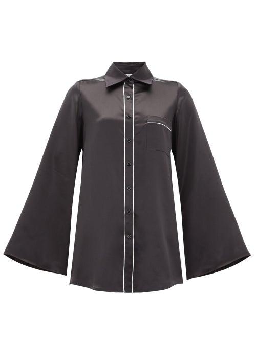 Matchesfashion.com Adriana Iglesias - Romeo Silk-satin Top - Womens - Black White