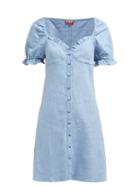 Matchesfashion.com Staud - Sur Linen Blend Mini Dress - Womens - Light Blue