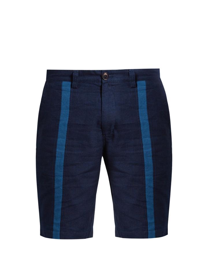 Blue Blue Japan Slim-leg Striped-front Cotton Shorts