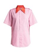 Matchesfashion.com La Fetiche - Edith Gingham Cotton And Silk Blend Shirt - Womens - Light Pink