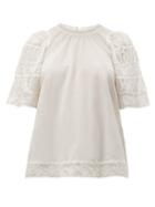 Matchesfashion.com Sea - Audrey Puffed Sleeve Cotton Blend Top - Womens - White