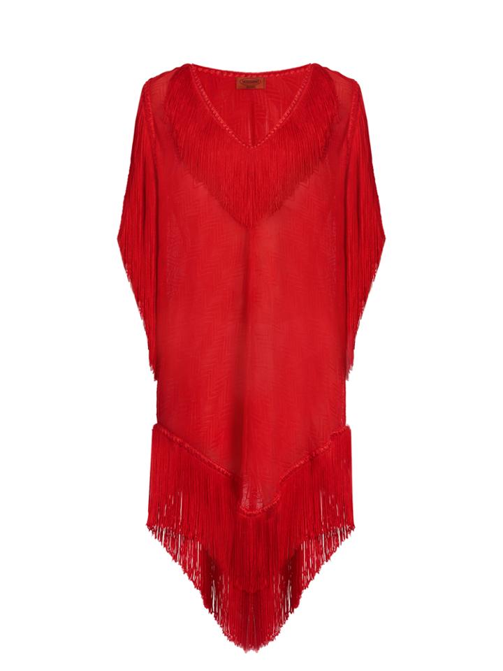 Missoni Mare Zigzag-knit Fringed Kaftan
