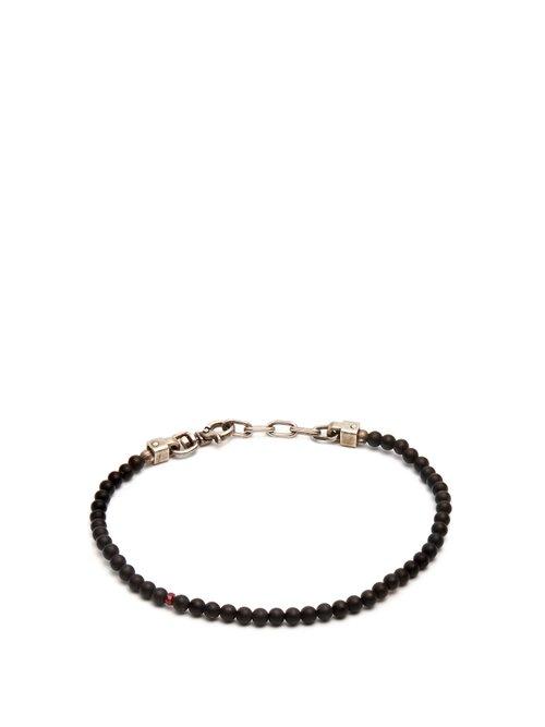 Matchesfashion.com Title Of Work - Beaded Onyx And Sterling Silver Bracelet - Mens - Black Multi