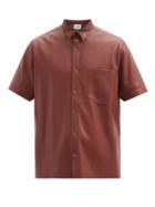 Matchesfashion.com Nanushka - Adam Short-sleeved Faux-leather Shirt - Mens - Brown