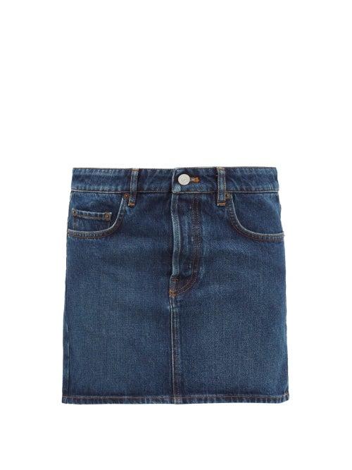 Matchesfashion.com Balenciaga - Logo-patch Denim Mini Skirt - Womens - Indigo