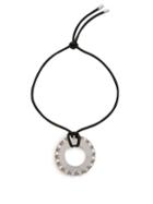 Matchesfashion.com Loewe - Frills Leather Cord And Brass Necklace - Womens - Silver