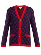 Matchesfashion.com Gucci - Gg-jacquard Cotton Cardigan - Womens - Navy Multi