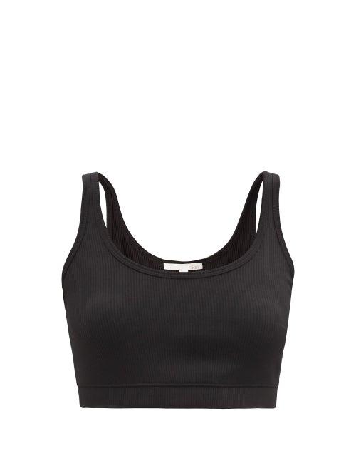 Ladies Lingerie Skin - India Ribbed-jersey Cropped Pyjama Top - Womens - Black