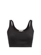 Ladies Lingerie Skin - India Ribbed-jersey Cropped Pyjama Top - Womens - Black