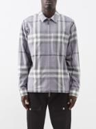 Burberry - Peckham Zipped Checked Cotton Shirt - Mens - Grey Multi