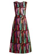 Carl Kapp Hummingbird Sleeveless Jacquard Calf-length Dress