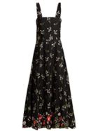 Matchesfashion.com Gioia Bini - Lucinda Floral Embroidered Cotton Blend Dress - Womens - Black