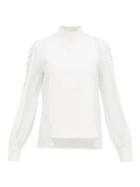 Matchesfashion.com Zeus + Dione - Eirene Crochet Panel Silk Blouse - Womens - Ivory Multi