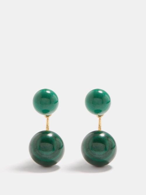 Mateo - Malachite & 14kt Gold Earrings - Womens - Green Multi